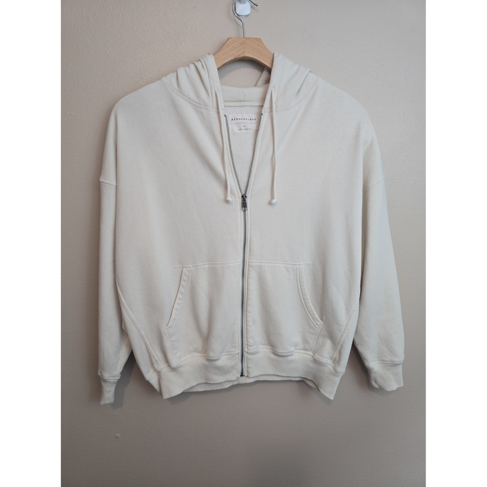 Aeropostale Zip Up Hoodie Mens Size Medium Ivory